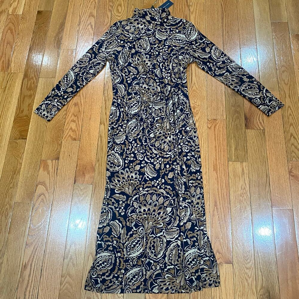 NWT Tommy Hilfiger Paisley Print Long Sleeve Maxi Dress Women's Size 14/L